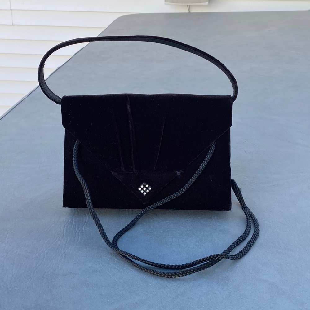Sasha beautiful black velvet cross body bag